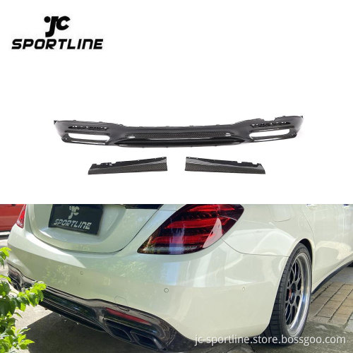 Carbon Fiber Rear Diffuser Bumper Lip for Mercedes-Benz S-Class W222 AMG S63 S65 2018